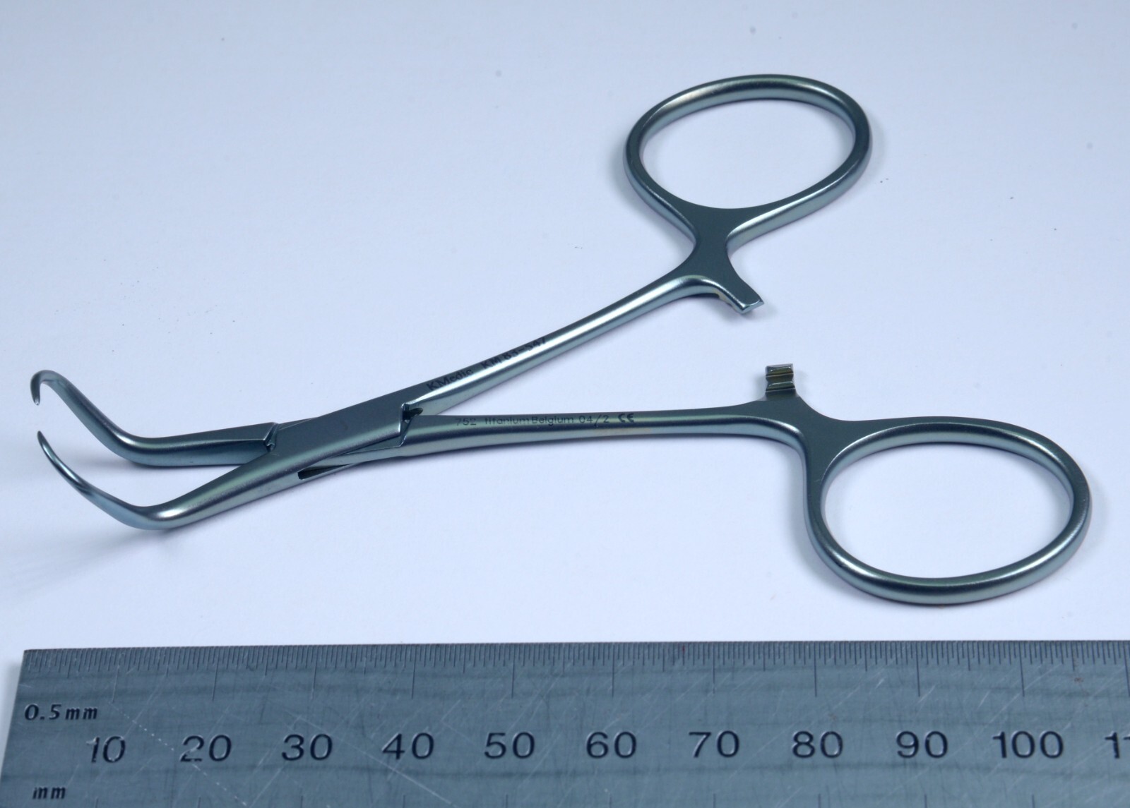KMedic #KM83-547 Backhaus Towel Forceps 4¼” Titanium Curved Stainless Surgical
