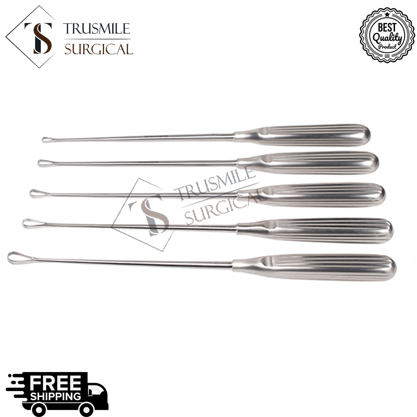 Sims Uterine Curettes 6 Pcs Set Sharp Blade 0,1,2,3,4,5 11″ OB/GYN Instruments