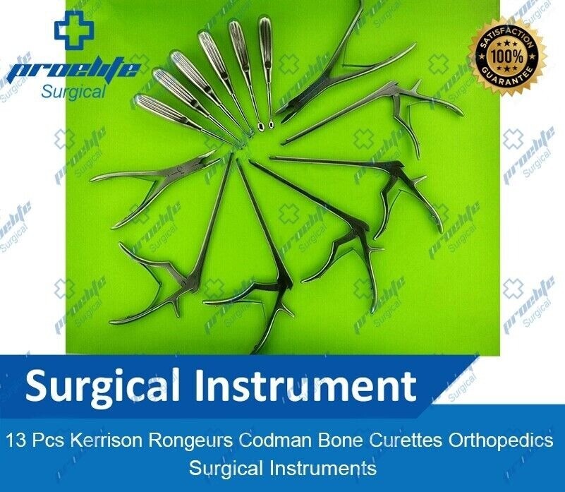13 Pcs Kerrison Rongeurs Codman Bone Curettes Orthopedics Surgical Instruments