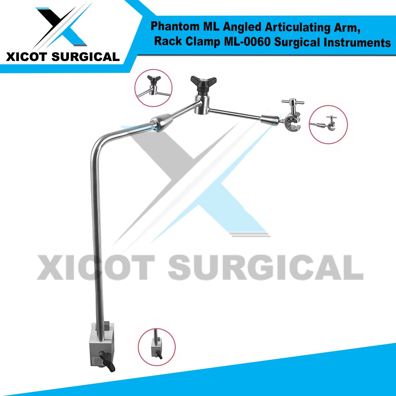 Phantom ML Angled Articulating Arm, Rack Clamp ML-0060 Surgical Instruments