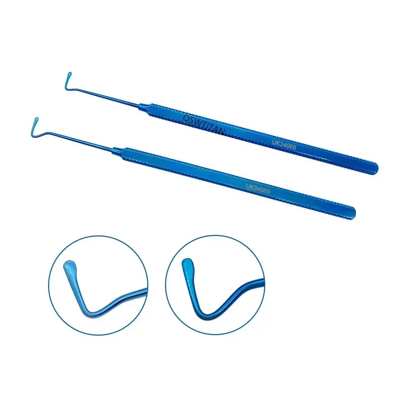 Ophthalmic Muscle Hook 1.5mm/ 2.0mm Bulbous Tip Titanium Eye Surgical Instrument