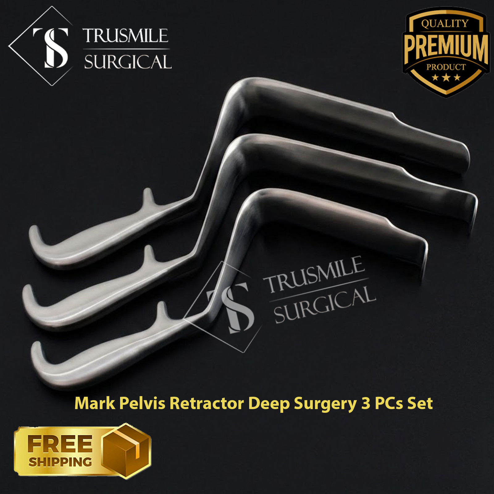 ST Mark Pelvis Retractor Deep Surgery 3 PCs Set Surgical Orthopedic Instruments