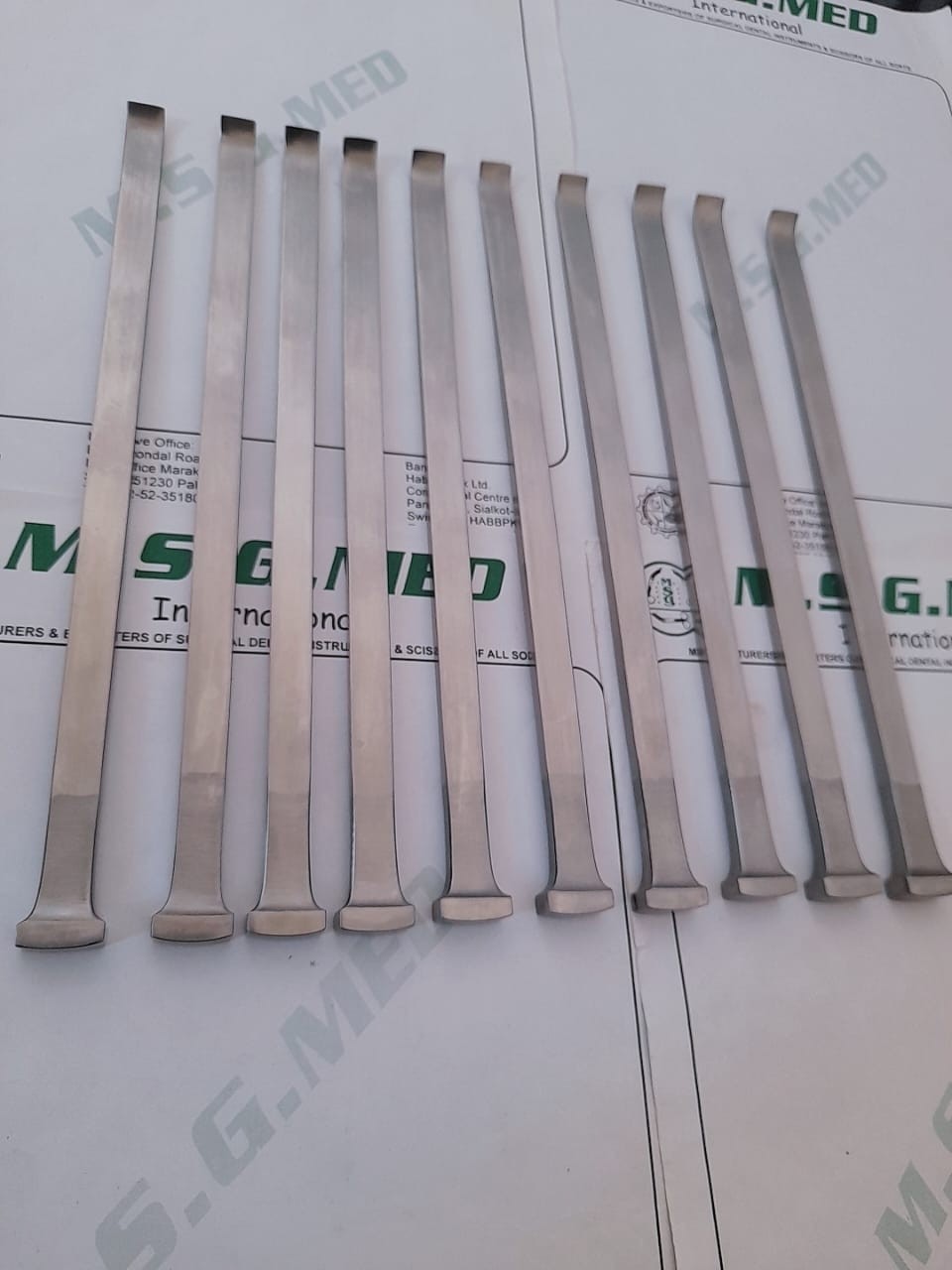 Mercian Surgical Orthopedic Osteotome Curved 24cm 10mm Wide Stainless 5PCS Set