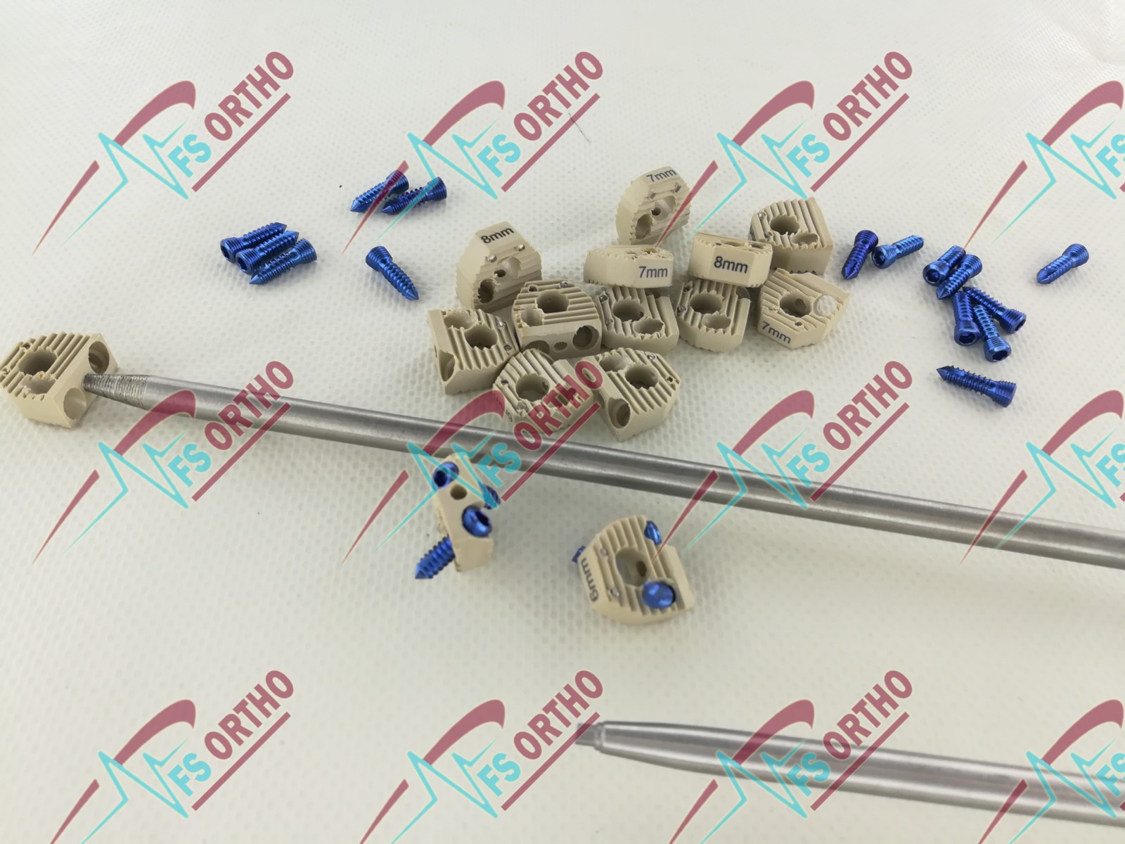 6mm Locking CERVICAL FUSION SPINE CAGE (PEEK Material) with SCREWS , 16Pcs