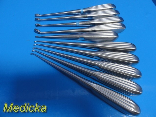 10X Aspen Symmetry Assorted Epstein; Bruns & Spinal Fusion Bone Curettes ~ 35751