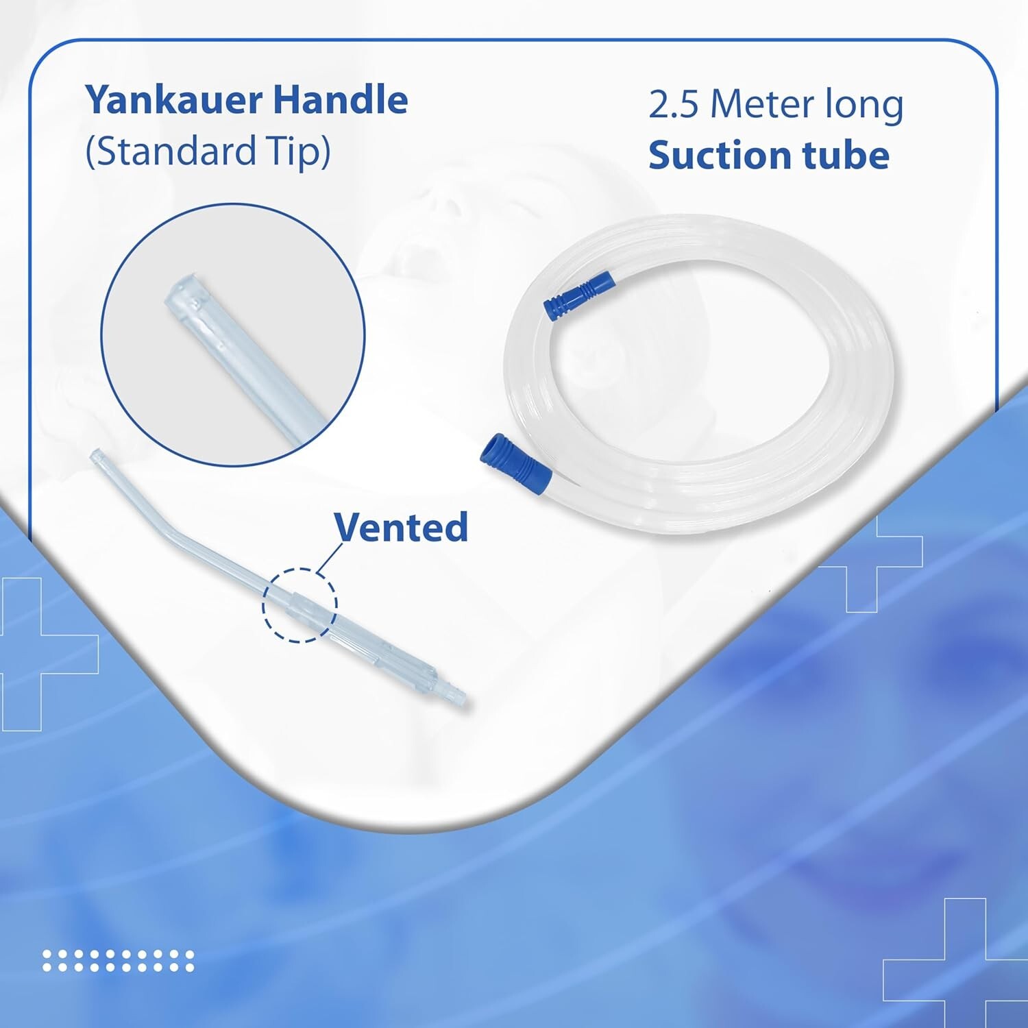 Otica Yankauer Suction Set | 2.5M Long Suction Tube with Yankauer Handle, F Ship