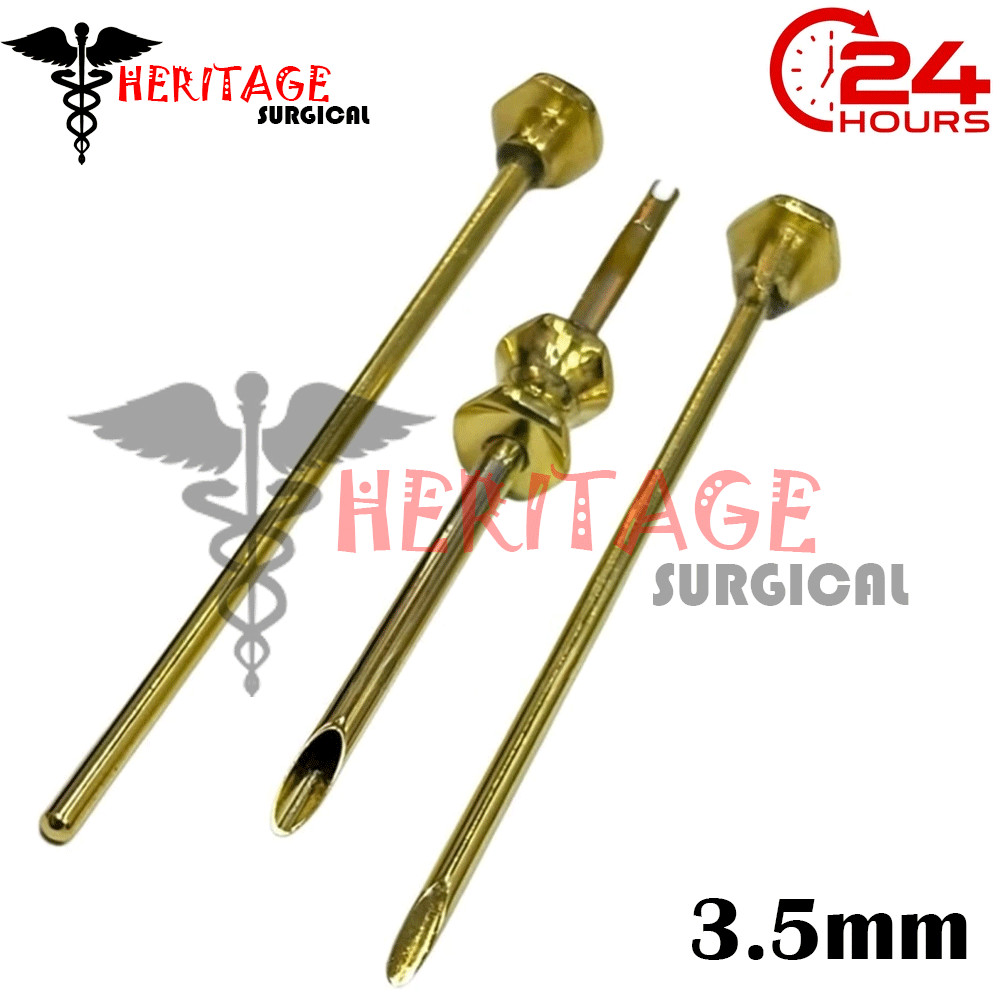 HRT Trocar kit 3.5mm Hormone Replacement Pellet Insertion Trocars Gold Set A+