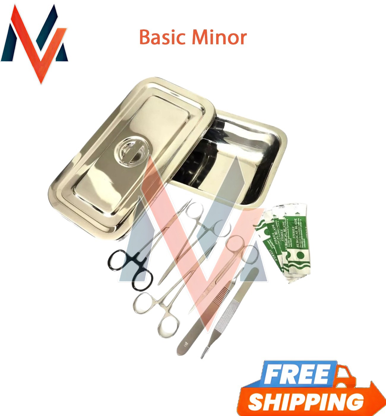Set of 12 Pieces Basic Minor Surgery Kit Steel Box Surgical Instruments