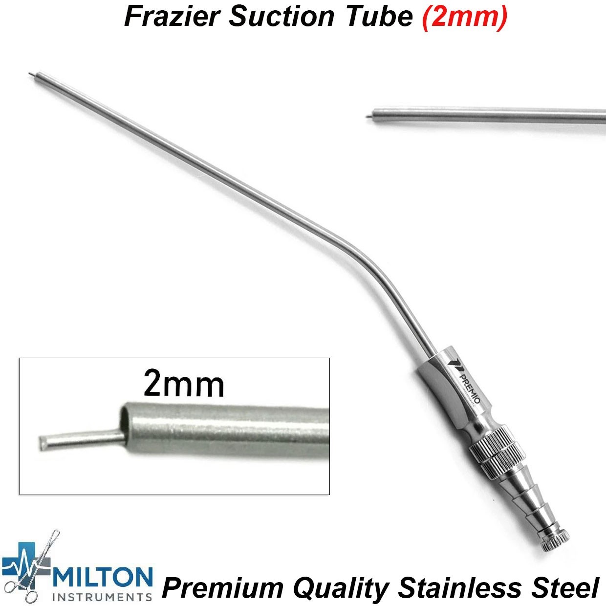 Dental ENT Diagnostic Frazier Aspirator Suction Tube No 2mm Surgical Instrument