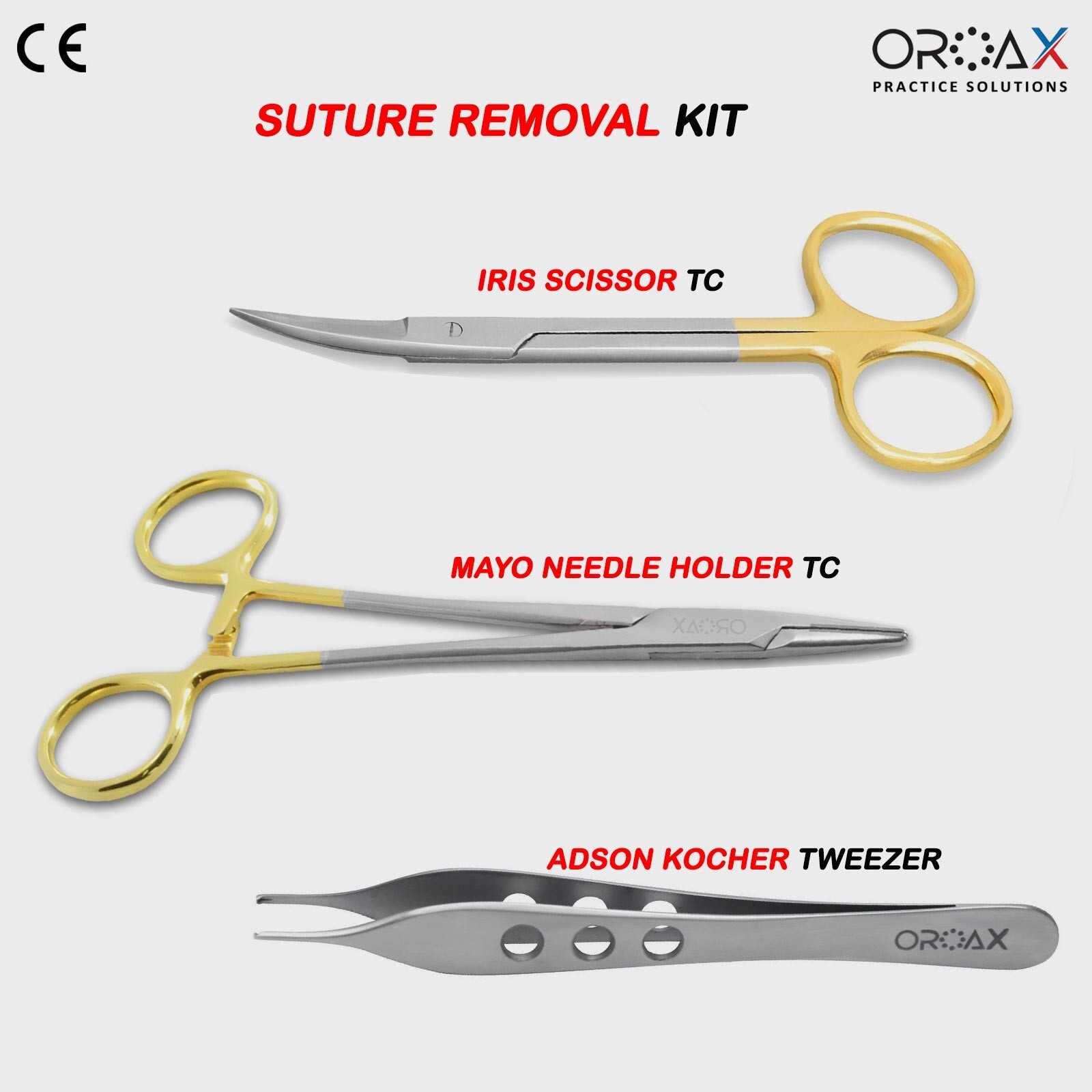 Professional Suture Removal Kit TC Mayo Hegar Needle Holder Surgical Scissors CE