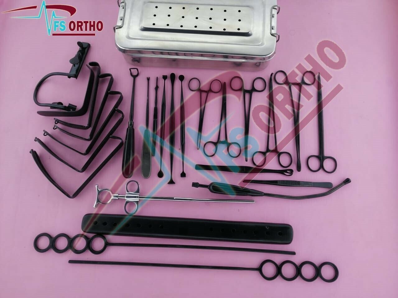 Tonsillectomy 27 pcs and Adenoidectomy Surgical Instruments Set Black Coated