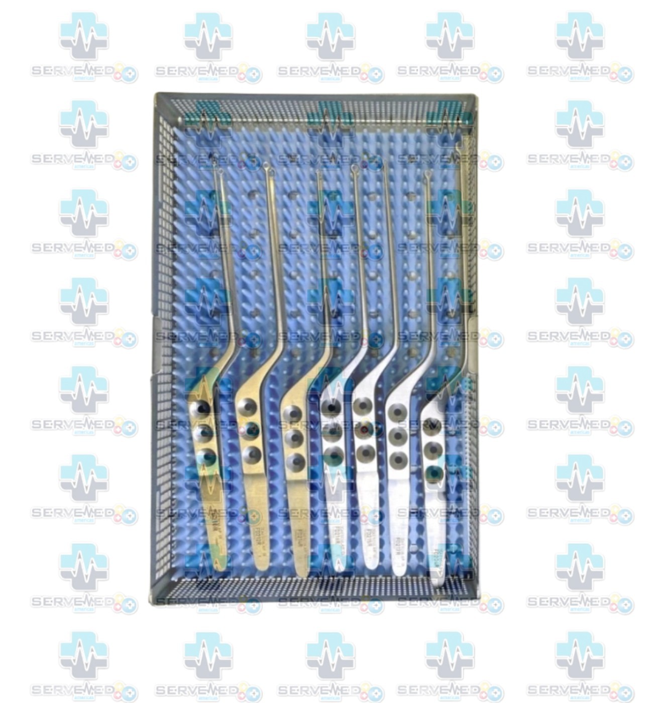 Set of 7 Aesculap Yasargil Tissue Grasping Tumor Micro Form Forceps & Tray Neuro