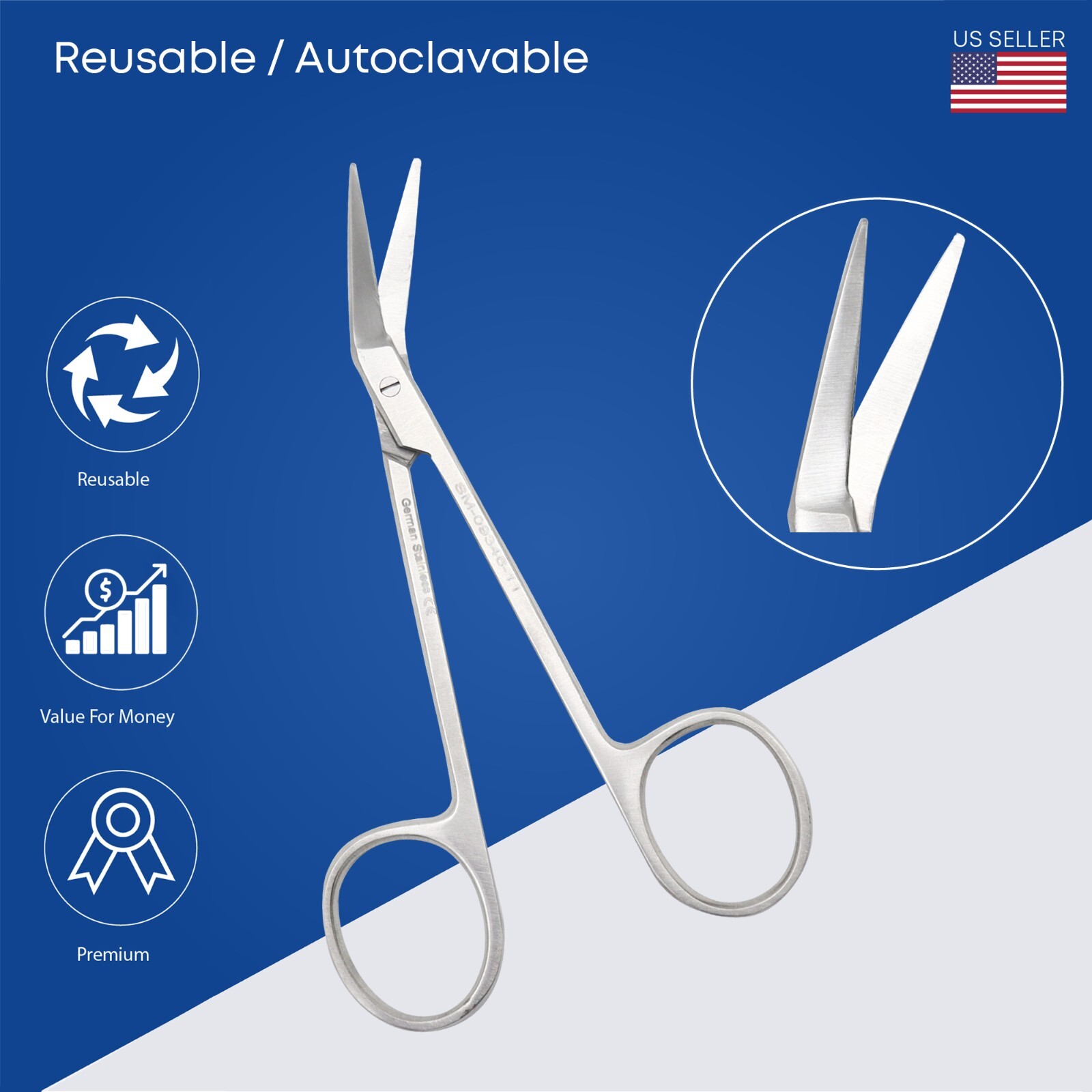 Surgical Operating Iris Standard Scissors Angled 11 cm Premium Surgical Tools