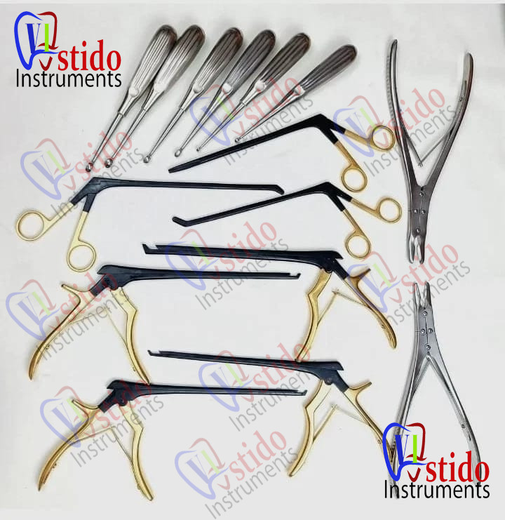 Kerrison Rongeurs Bone Curettes 15 PCs Set Surgical Orthopedic Instrument