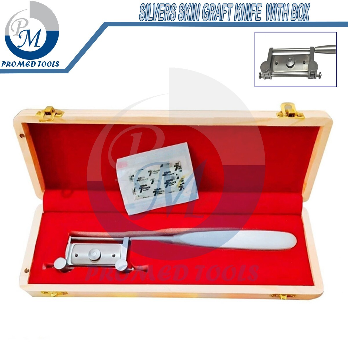 Silver Skin Graft Knife Handle with Dermatome Skin Blade Surgical Instrument Kit