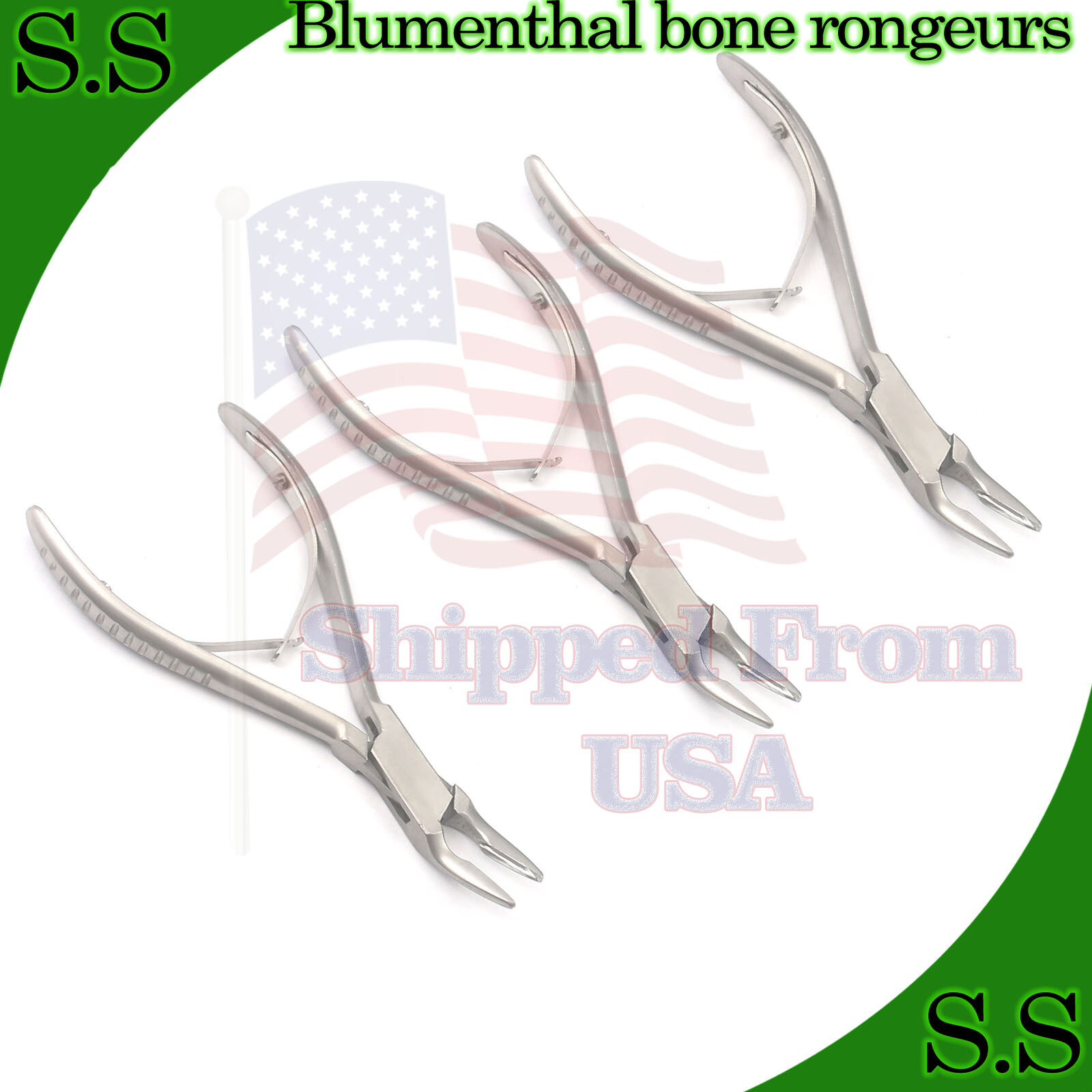 3 Pieces Of Blumenthal Bone Rongeur 30 Degree 5.5″ Surgical Dental Instruments
