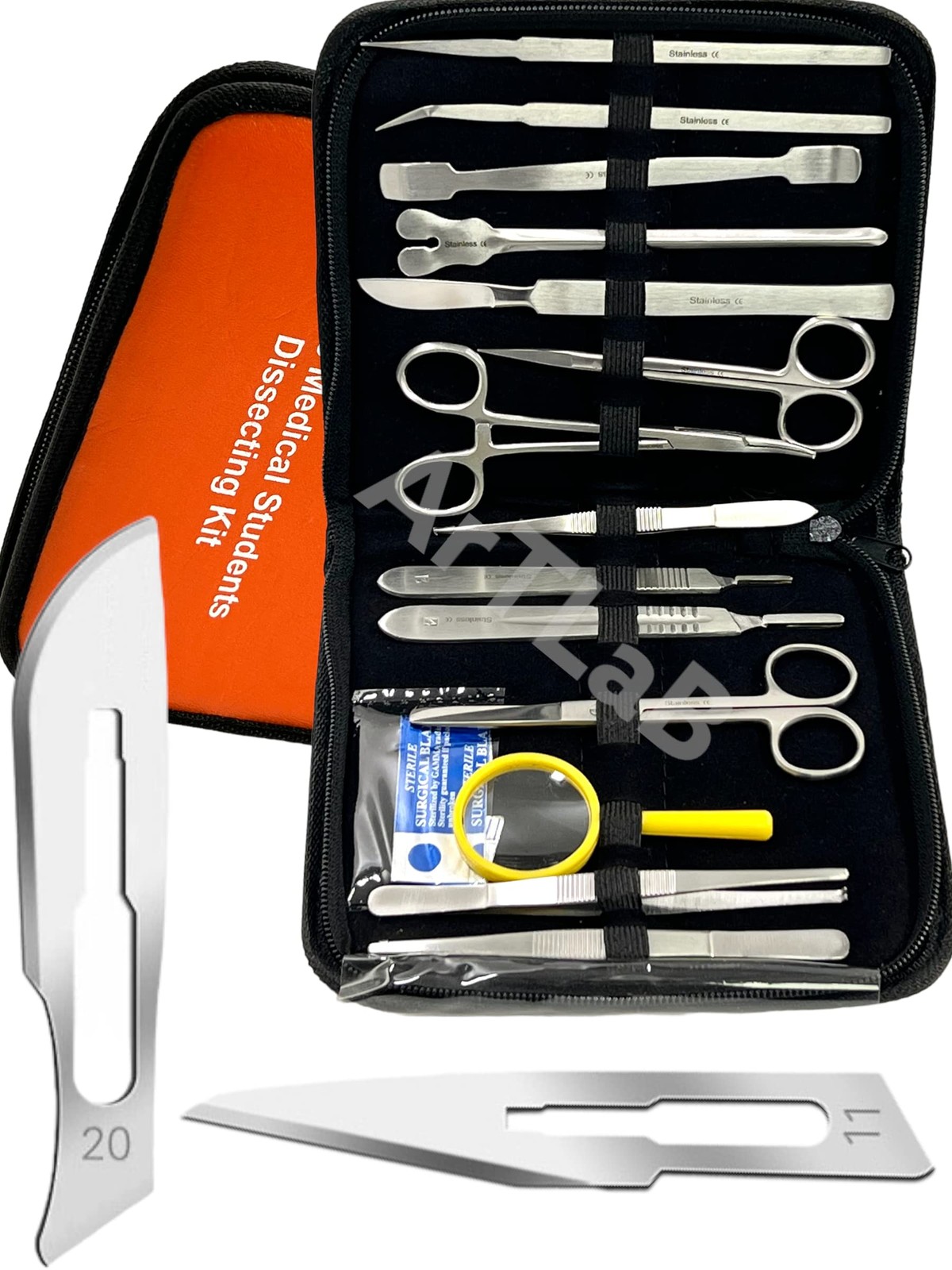 Cynamed 34 Piece Reusable Dissection Kit Stainless Steel Instruments Set