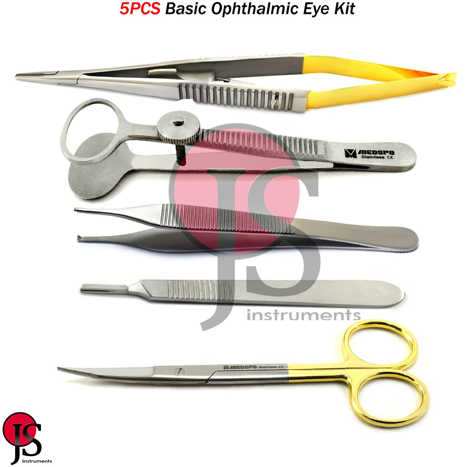 Ophthalmic Instruments Eye Surgery Kit Chalazion Forceps Tissue Needle Holder X5