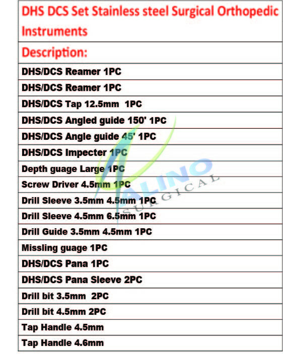 DHS DCS Set Stainless steel Surgical Orthopedic Instruments