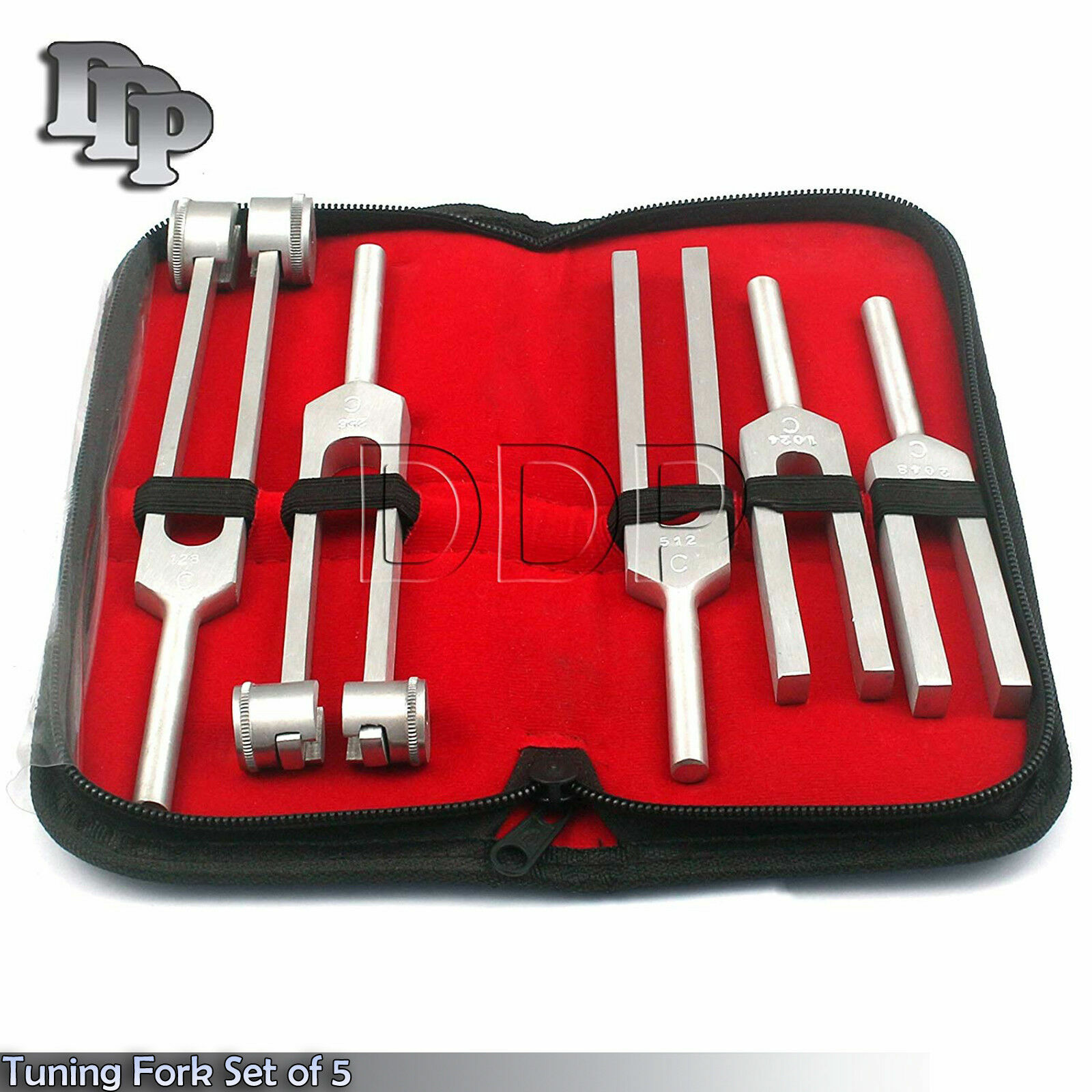 Tuning Fork Set of 5 {C128, C256, C512, C1024 & C2048 } FREE CASE