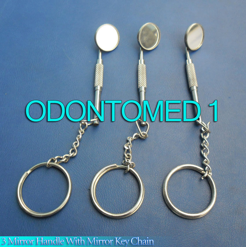 3 Mirror Handle With Mirror Key Chain Surgical Dental Instruments