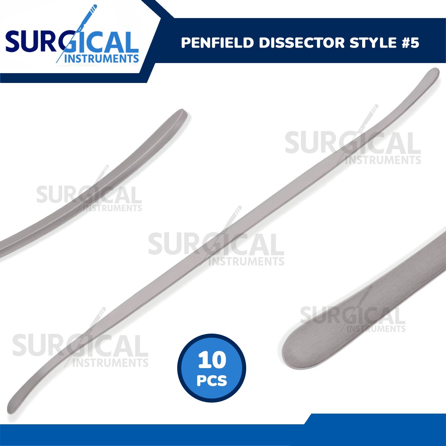 10 Pcs Penfield Dissector Style #5 Slightly Curved Blunt 7mm & 8mm Wide German G