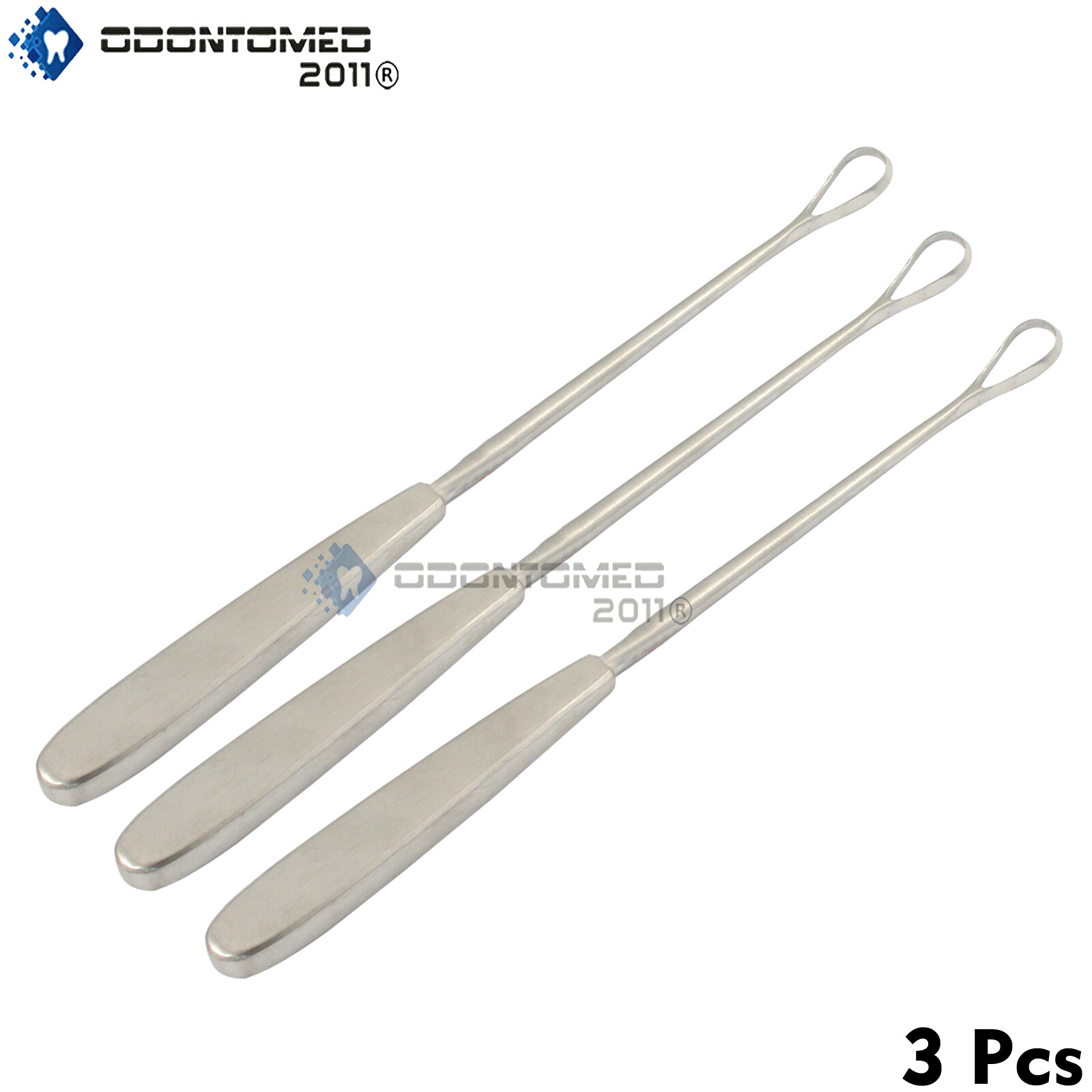 3 Pcs Sims Uterine Curettes 11″ Sharp Blades #4 Gynecology 11mm Surgical Tools