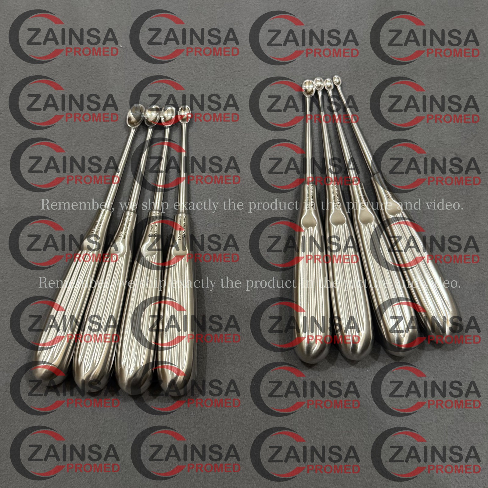 Volkmann Bone Curette Sharp Spoon Set of 9 PCs Dental Tissue Surgery