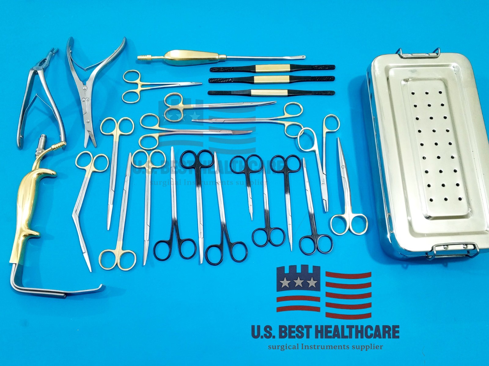 Plastic Surgery Face Lift Brow Lift Instruments Set 25 PCS Scissors Rasps Forcep