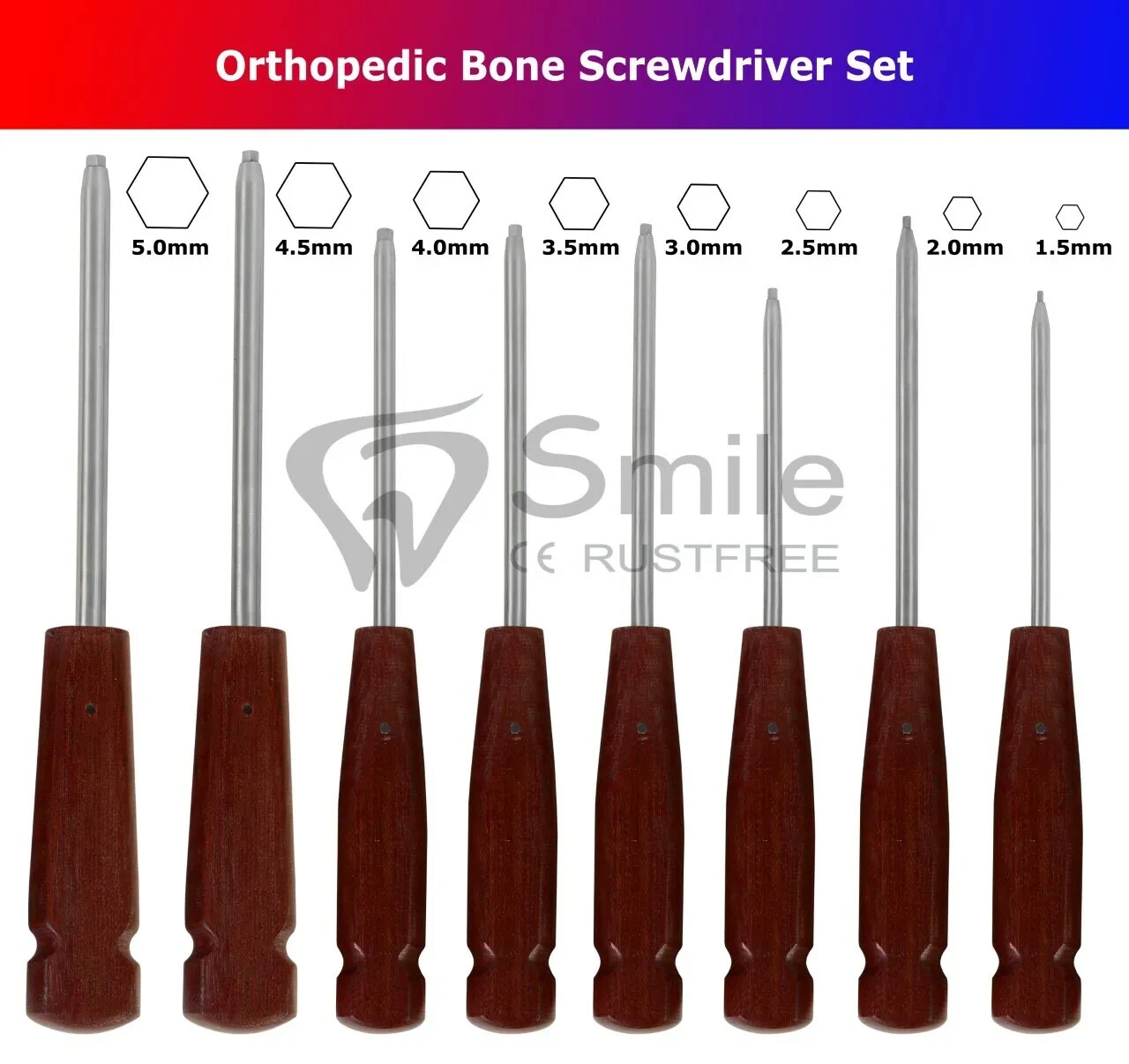 A Set Of 8 PCS Bone Screwdriver HEX Head Veterinary Orthopedics Instruments US