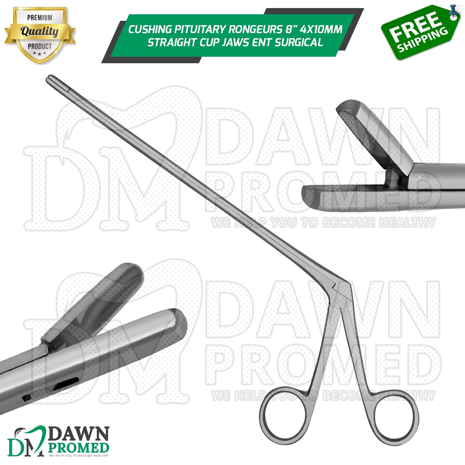 Cushing Pituitary Rongeurs 8″ 4x10mm Straight Cup Jaws ENT Surgical Instrument