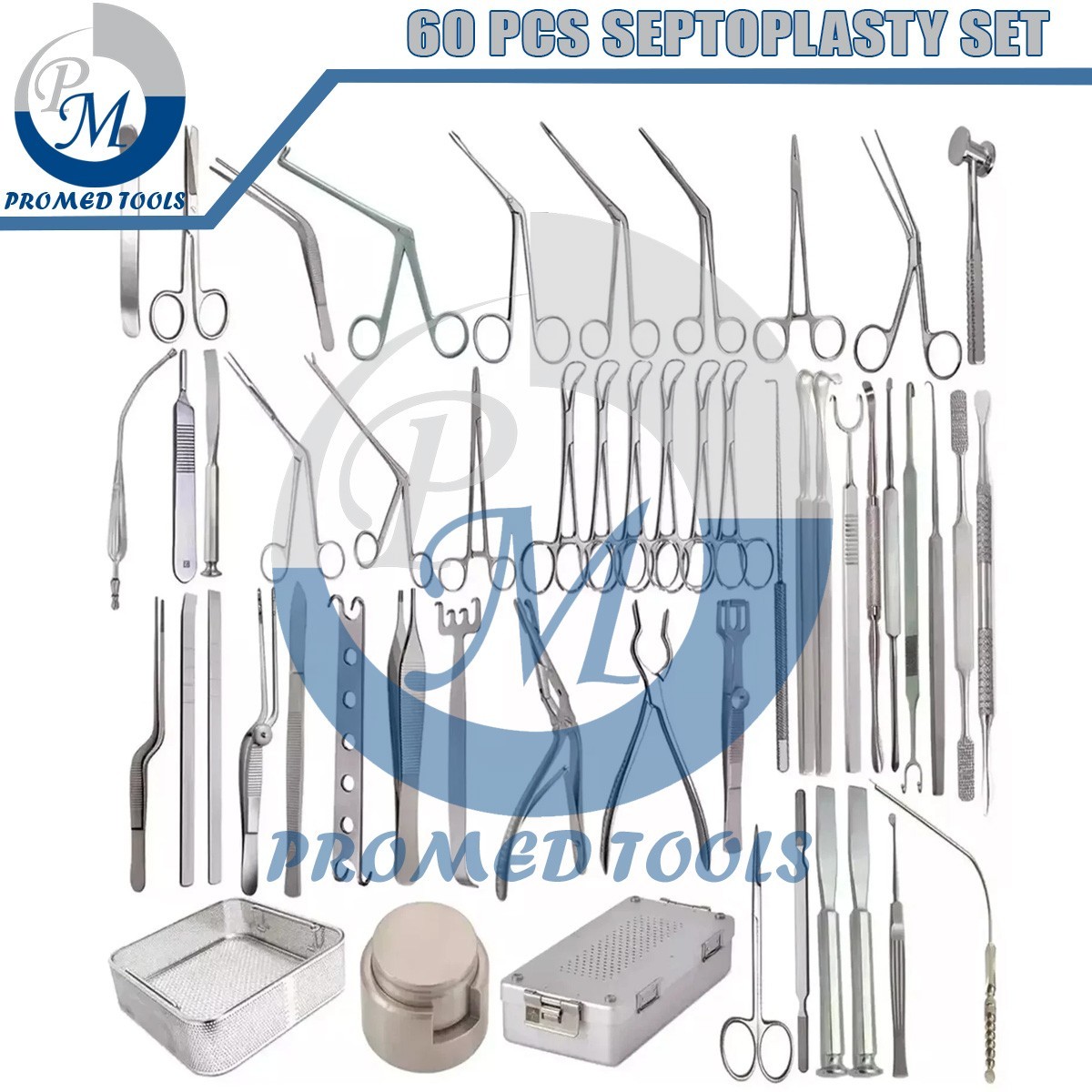 60 Pcs Septoplasty Set For Surgery to Correct Deviated Septum Nasal Instruments