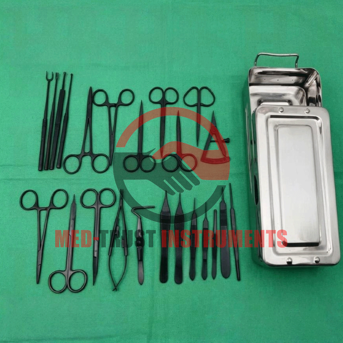 Blepharoplasty Instruments Set – Black | Plastic & Eye Surgery Kit with Box