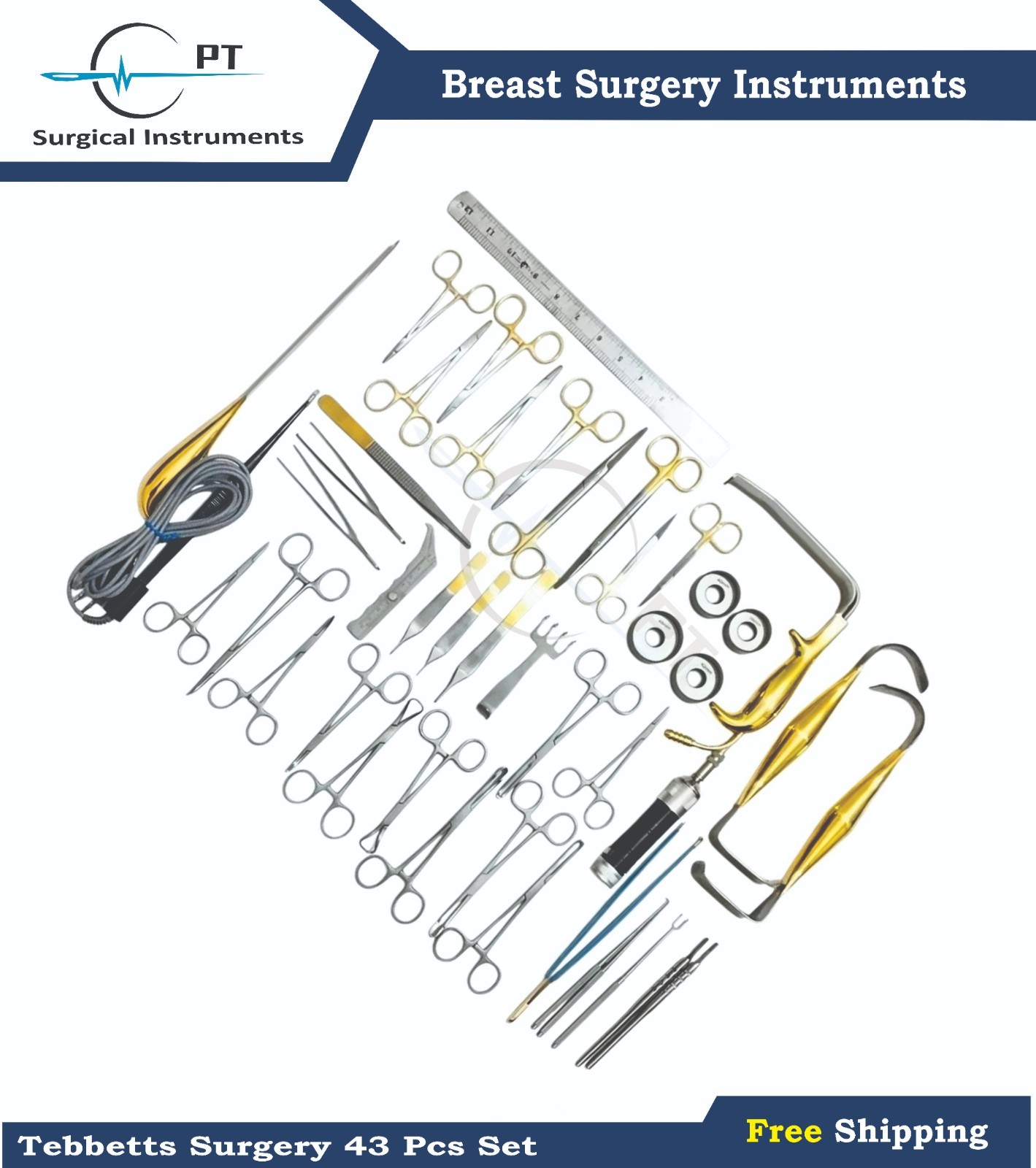 Tebbetts 43 Pcs Plastic Surgery Surgical Kit High Quality