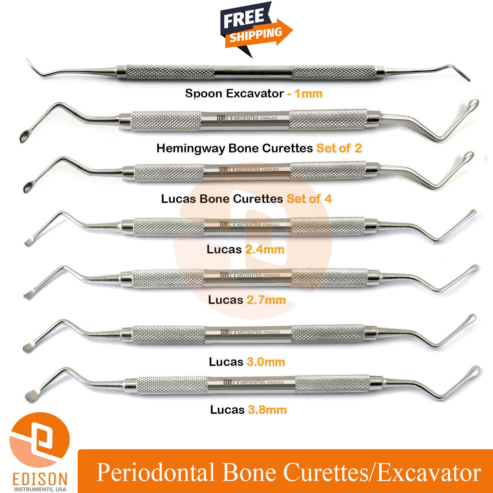 Hemingway Tooth Socket Extraction Lucas Bone Curettes Cavity Remover Excavator