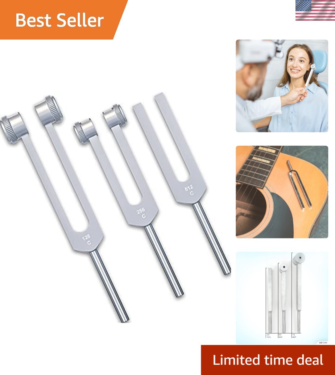 Professional Tuning Forks Set in Aluminum C 128, C 256, C 512 – Quality Assured