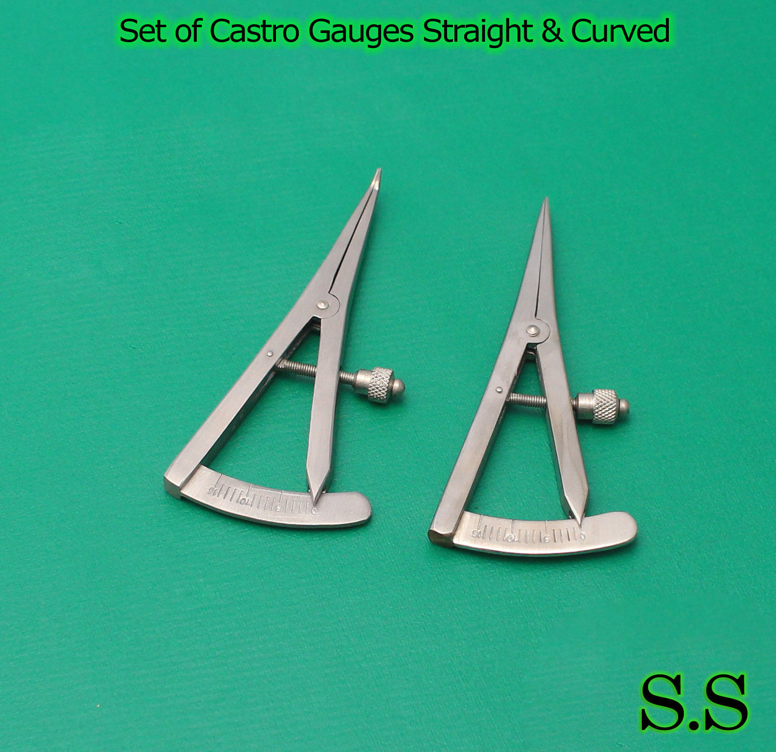 Set of Castro Gauges Straight & Curved Dental Surgical Orthodontic Instruments