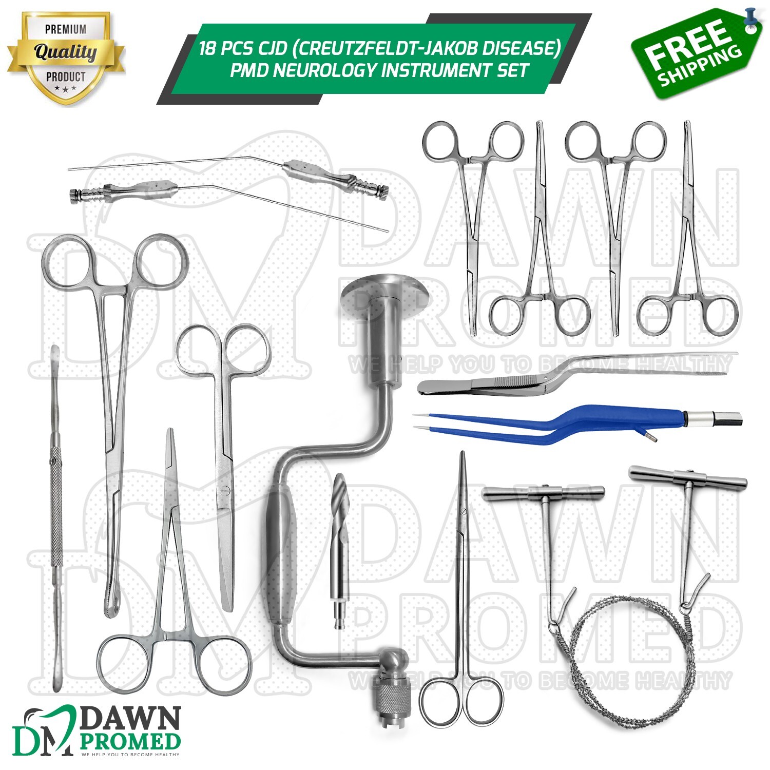 18 Pcs CJD (Creutzfeldt-Jakob Disease) PMD Neurology Instrument Set German Grade
