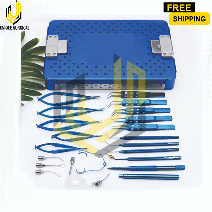 Ophthalmic Micro Surgical instrument Eye Surgery Set of 21 Pcs Titanium Coated
