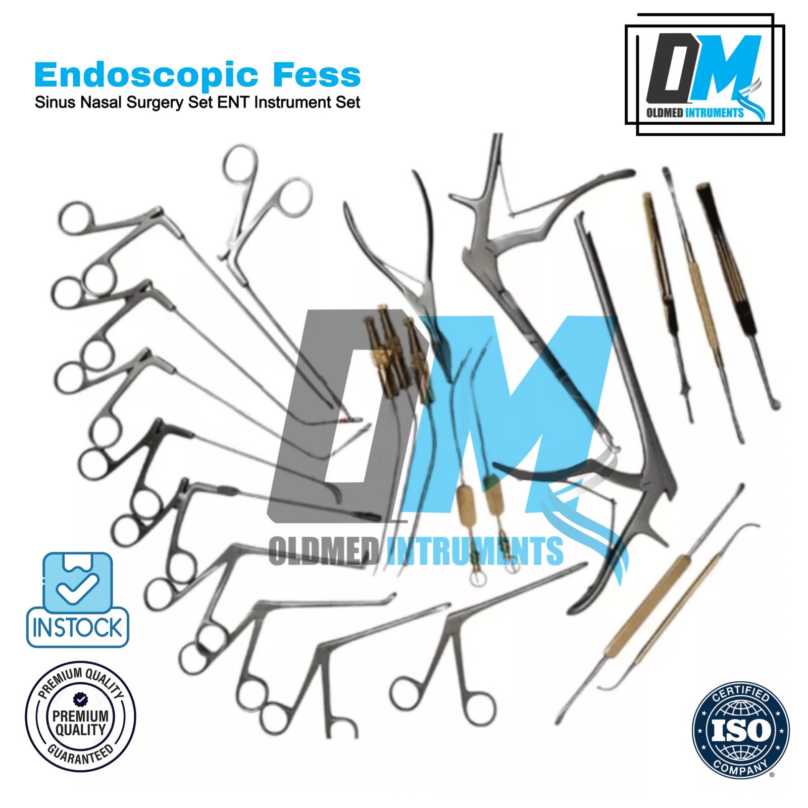 Endoscopic Fess Sinus Nasal Surgery Set ENT Instrument Set German Quality By OM