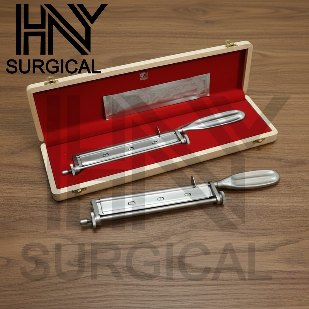 Skin Graft Knife Handle with 5 Dermatome Skin Blades and Wooden Box High Quality