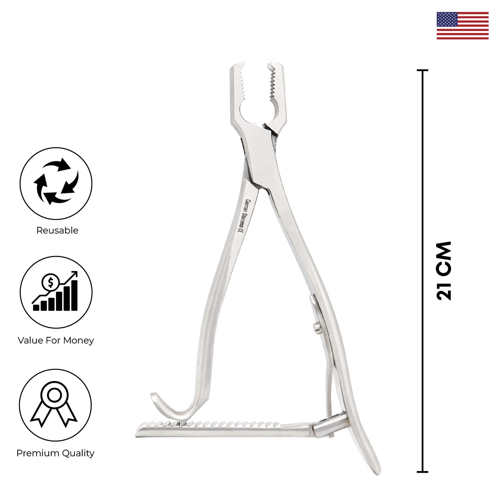 Kern Lane Bone Holding Forceps 21 cm with Lock Premium Orthopedic Instruments