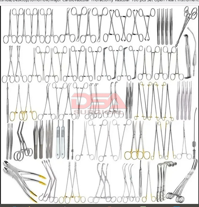 Major Cardiovascular Thoracotomy Vascular 106 pcs Set Open Heart Instruments