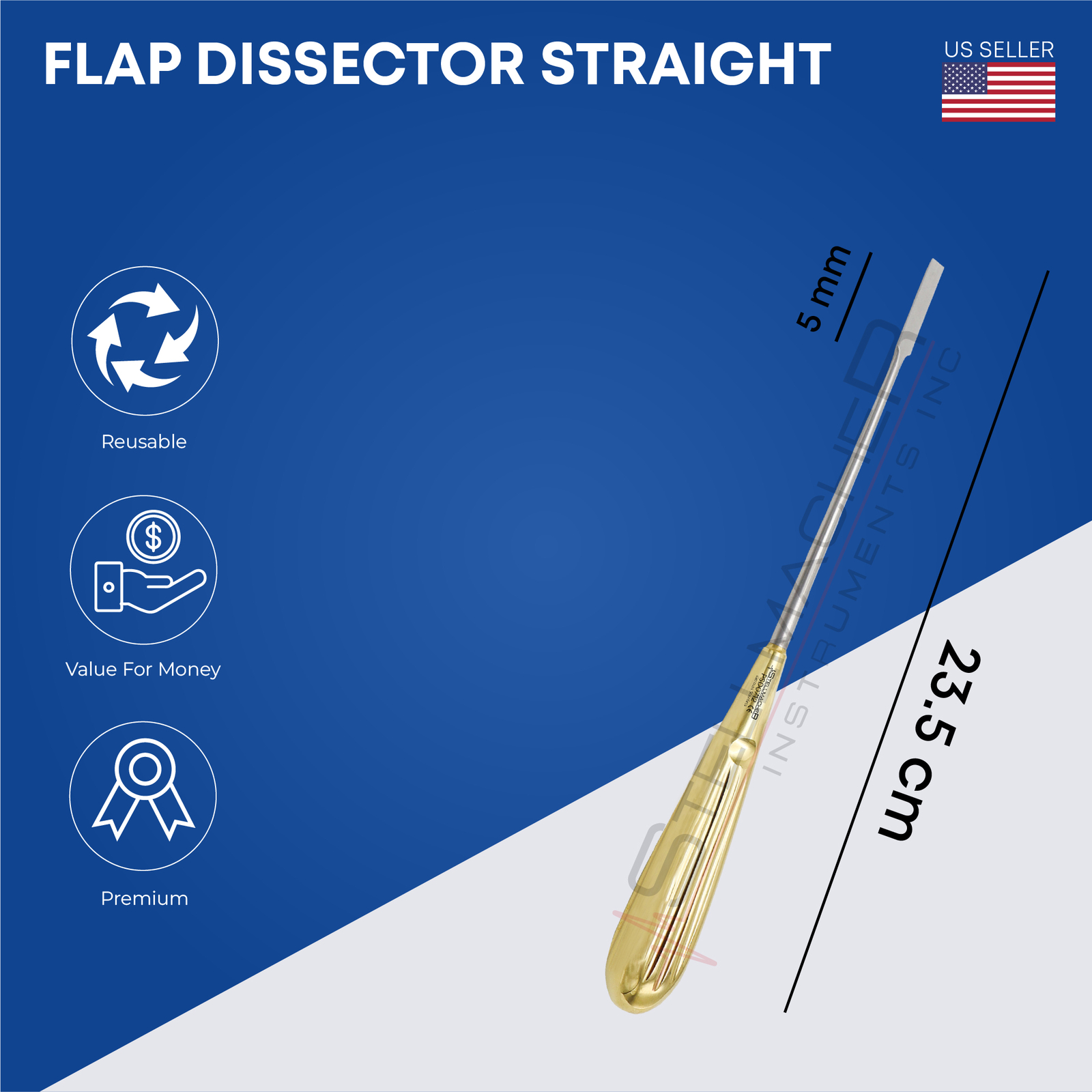 Flap Dissector Straight Breasts Dissectors 5mm Tip German Grade Surgical Tools