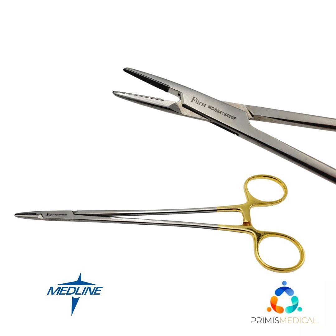 Medline Furst MDS2416420F Crile-Wood Needle Holder Forcep w/ Tungsten Carbide 8″