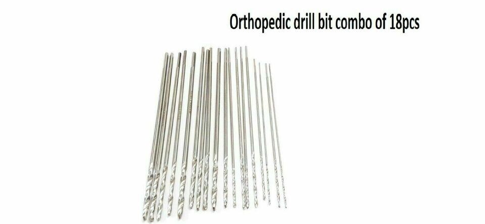 Bone Drill Bit Pack of 18 pcs stainless steel Orthopedic Surgical Instrument