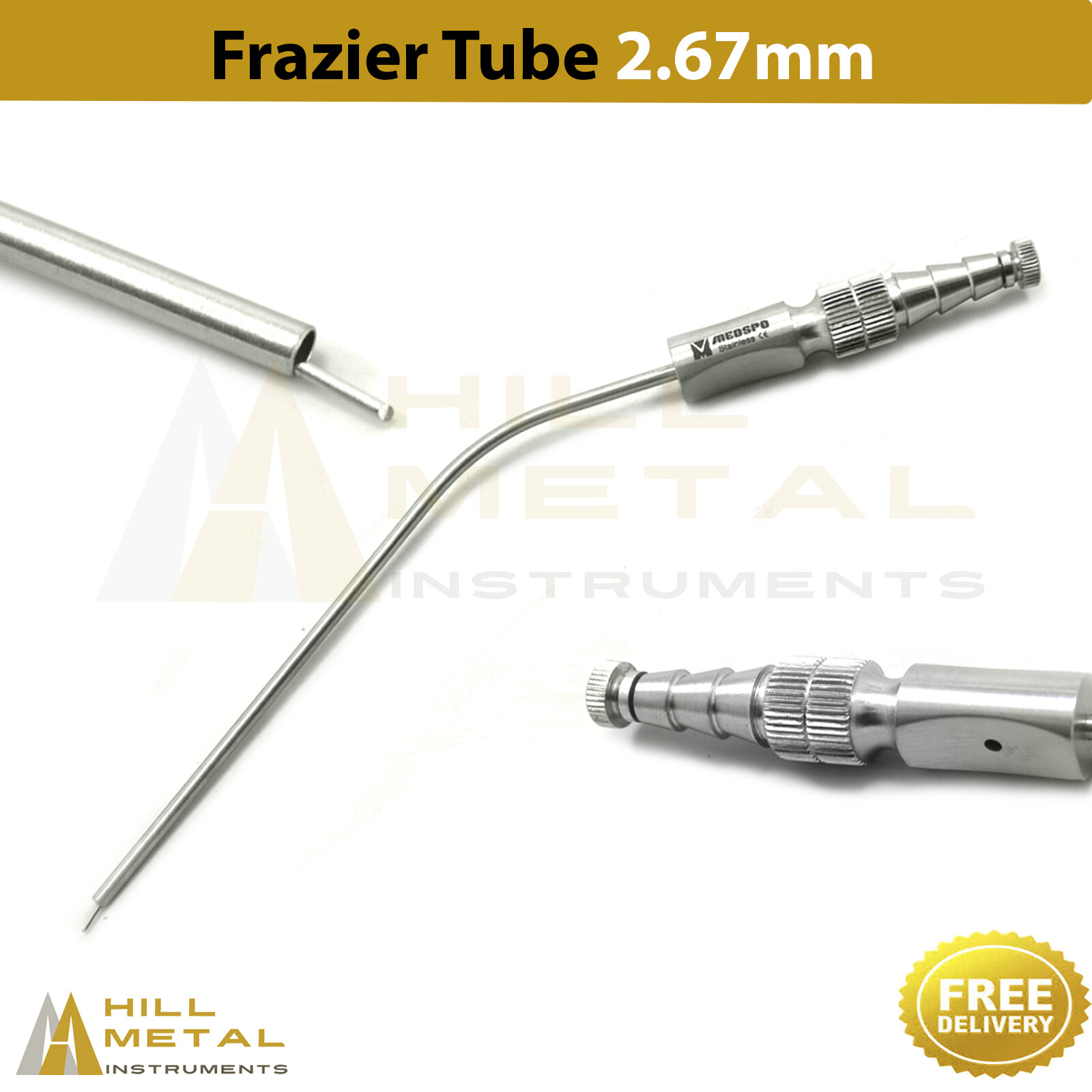 Surgical Frazier Suction Tube 2.67mm Diagnostic Instruments Aspirator Tube ENT