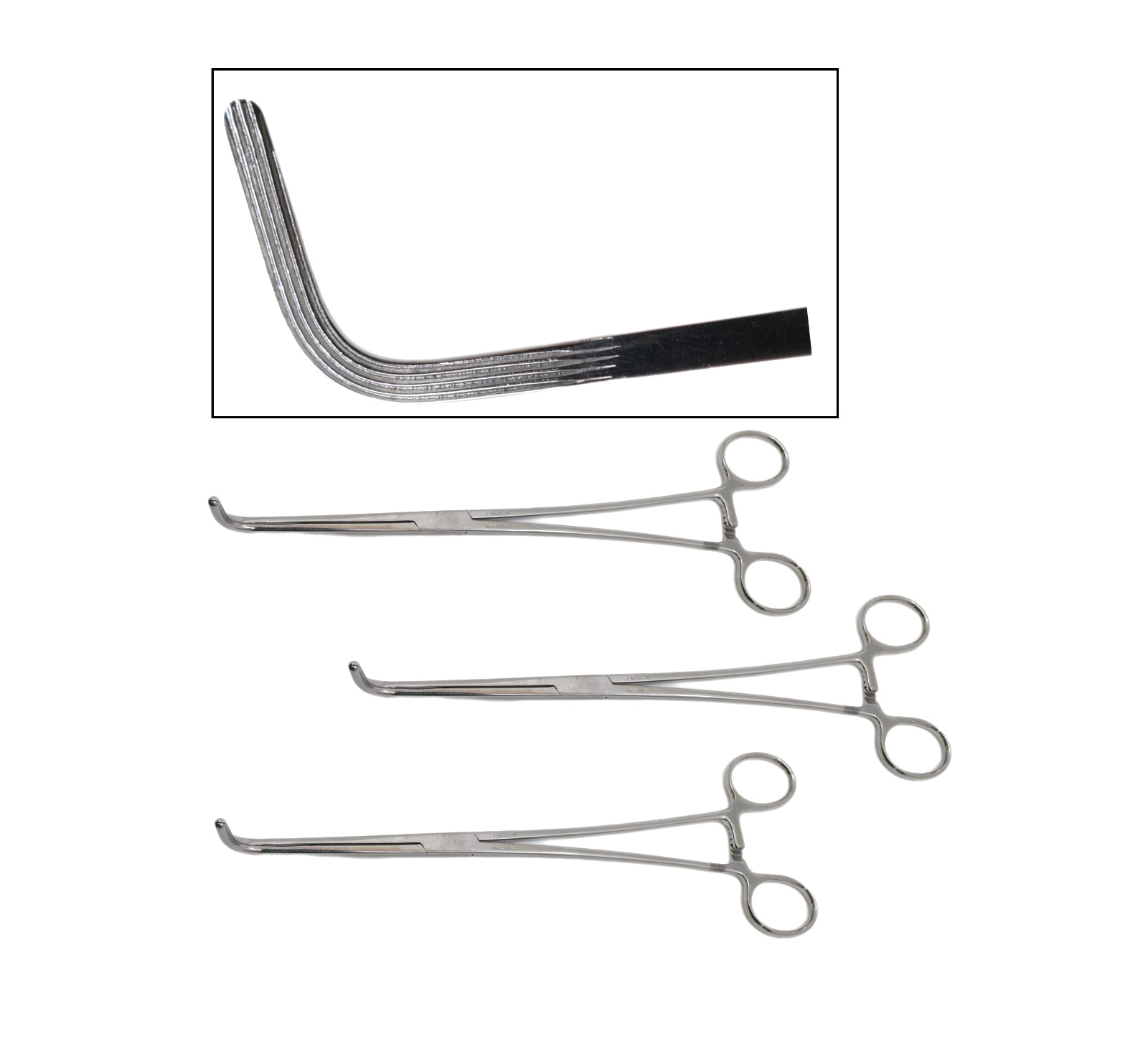 (Qty-3) Surgical Stainless Steel Harrington-Mixter Clamps, Curved, 11″ | C5