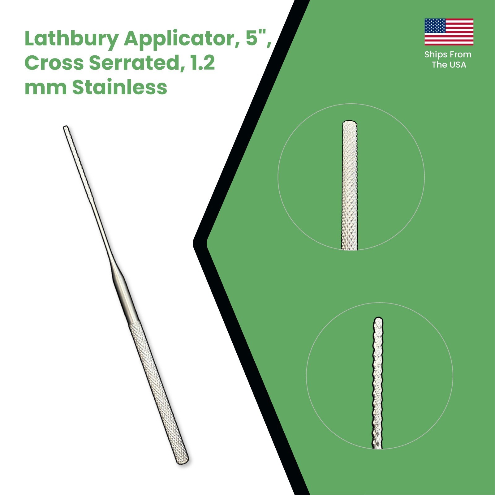Set of 5 Lathbury Applicators, 5″, Cross Serrated, 1.2 mm Stainless