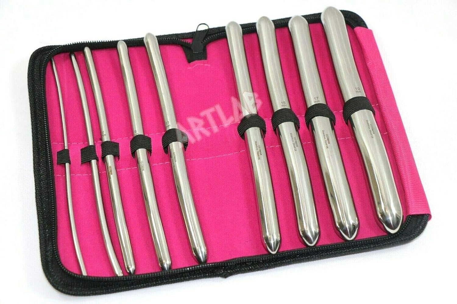 Premium German Hegar Dilator Sounds Set 9 Pcs Ultra Smooth Finish Double Ended,